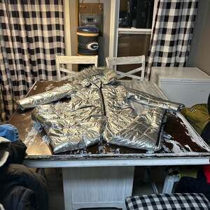 Kultivate Metallic Silver Quilted One-Piece Snowsuit with Faux Fur Hooded Trim